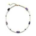 Bohemian Amethyst White Shell Beaded Necklace, Waterproof Stainless Steel 18K Gold 6