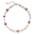Bohemian Mix Colors Natural Stone Freshwater Pearl Beaded Necklace, Waterproof Stainless Steel 6