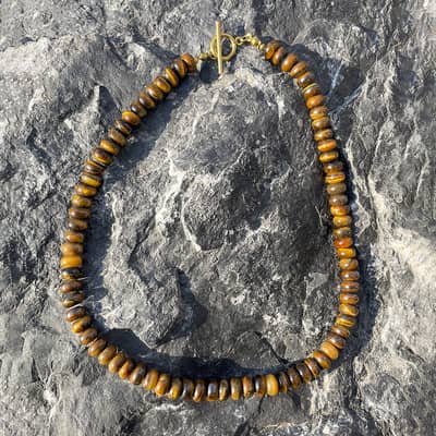 Bohemian Natural Stone Multi-Color Beaded Necklace, Waterproof Stainless Steel OT Clasp detail 2