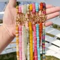 Bohemian Multicolor Natural Stone Beaded Necklace, Waterproof Stainless Steel OT Toggle Clasp Abacus Bead 1
