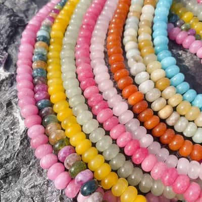 Bohemian Multicolor Natural Stone Beaded Necklace, Waterproof Stainless Steel OT Toggle Clasp Abacus Bead detail 2