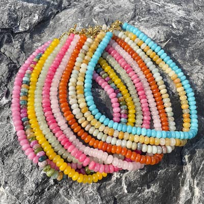 Bohemian Multicolor Natural Stone Beaded Necklace, Waterproof Stainless Steel OT Toggle Clasp Abacus Bead detail 3