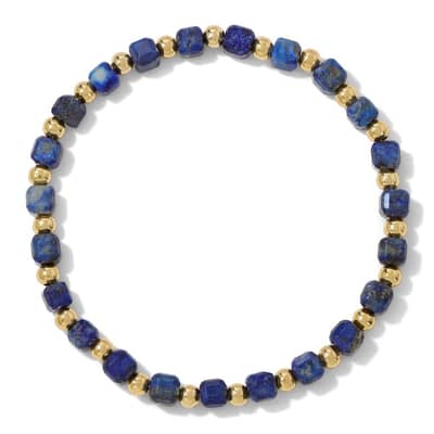 Faceted Natural Stone Square Beads Bracelet Waterproof Stainless Steel Bead Elastic Rope Bracelet Party Gift detail 1