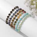 Faceted Natural Stone Square Beads Bracelet Waterproof Stainless Steel Bead Elastic Rope Bracelet Party Gift 2