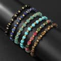 Faceted Natural Stone Square Beads Bracelet Waterproof Stainless Steel Bead Elastic Rope Bracelet Party Gift 5