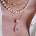 Faceted Natural Stone Beaded Necklace, Waterproof Stainless Steel Handmade 3
