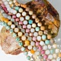 Faceted Natural Stone Beaded Necklace, Waterproof Stainless Steel Handmade 4