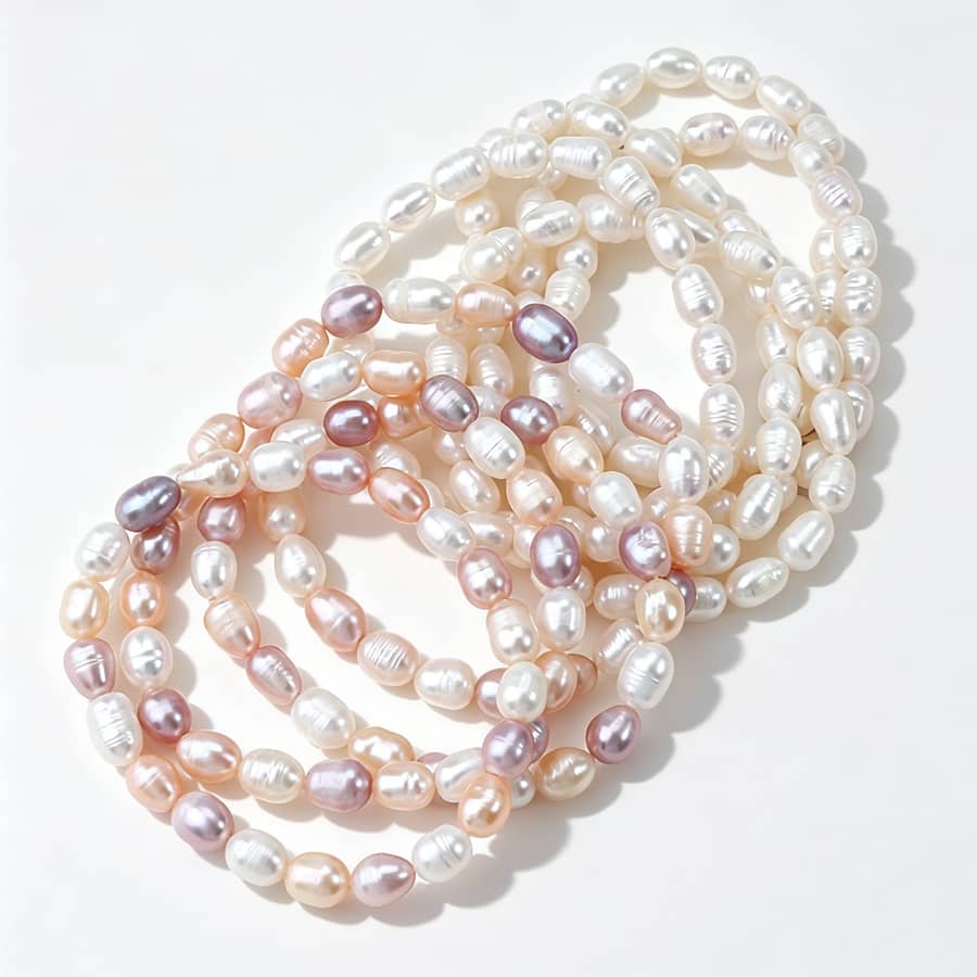 INS Style Natural Freshwater Pearl Bracelet Handmade Elastic Bangle Jewelry Gift Party Daily Wear - main