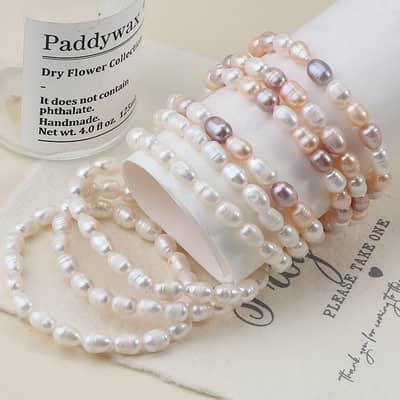 INS Style Natural Freshwater Pearl Bracelet Handmade Elastic Bangle Jewelry Gift Party Daily Wear detail 3