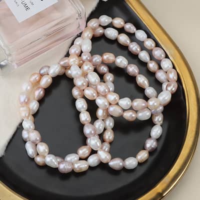 INS Style Natural Freshwater Pearl Bracelet Handmade Elastic Bangle Jewelry Gift Party Daily Wear detail 6