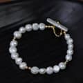 Vintage Style Natural Pearl Handmade Bracelet Baroque Freshwater Pearl OT Clasp Bangle Jewelry Gift 3