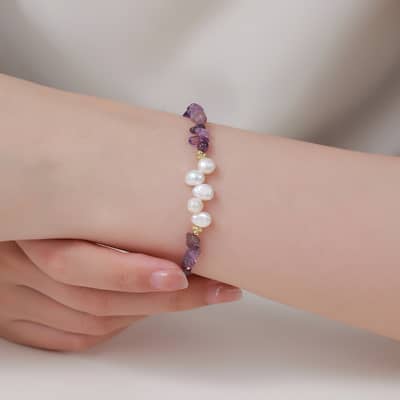 INS Style Natural Freshwater Pearl Natural Stone Bracelet Crystal Beaded Handmade Bracelet Party Daily Wear detail 3