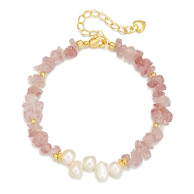 INS Style Natural Freshwater Pearl Natural Stone Bracelet Crystal Beaded Handmade Bracelet Party Daily Wear detail 6