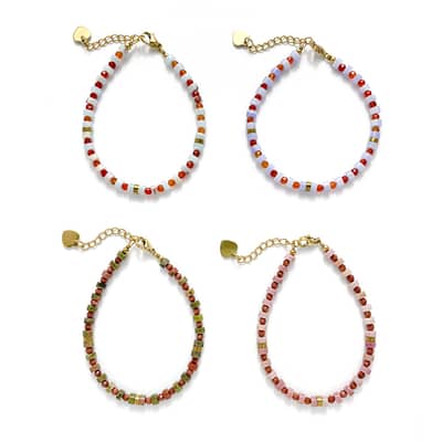 Bohemian Colored Natural Stone Beaded Bracelet Stackable Waterproof Stainless Steel 18K detail 3