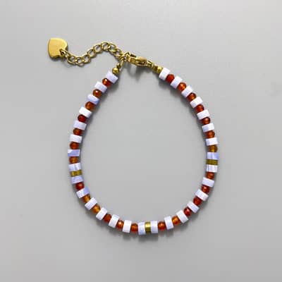 Bohemian Colored Natural Stone Beaded Bracelet Stackable Waterproof Stainless Steel 18K detail 4