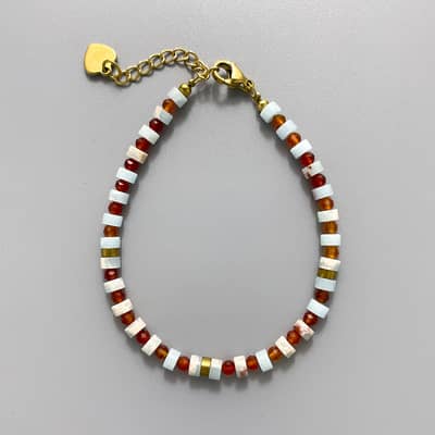 Bohemian Colored Natural Stone Beaded Bracelet Stackable Waterproof Stainless Steel 18K detail 5