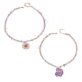 Natural Crystal Resin Dried Flower Pendant Necklace, 18K Gold Waterproof 6