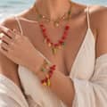 Summer Ocean Multi-Pendant Turtle Starfish Zircon Stainless Steel Necklace and Bracelet Set 3