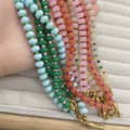 Multicolor Abacus Natural Stone Beaded Necklace, Waterproof Stainless Steel Gold Fish Pendant 3