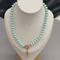 Multicolor Abacus Natural Stone Beaded Necklace, Waterproof Stainless Steel Gold Fish Pendant 6