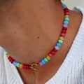 Natural Stone Beaded Choker Necklace, Waterproof Stainless Steel Spring Ring Clasp Stackable Clavicle Chain 2