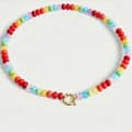 Natural Stone Beaded Choker Necklace, Waterproof Stainless Steel Spring Ring Clasp Stackable Clavicle Chain 5