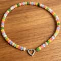 Rainbow Abacus Natural Stone Beaded Necklace, Waterproof Stainless Steel Heart Spring Ring Clasp 3