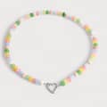 Rainbow Abacus Natural Stone Beaded Necklace, Waterproof Stainless Steel Heart Spring Ring Clasp 5