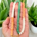Abacus Beads Natural Stone Beaded Choker Necklace, Waterproof Stainless Steel Stackable Clavicle Chain 1