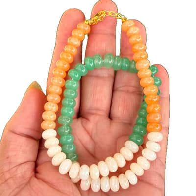 Abacus Beads Natural Stone Beaded Choker Necklace, Waterproof Stainless Steel Stackable Clavicle Chain detail 3