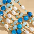 Natural Freshwater Pearl Faceted Aquamarine Beaded Necklace, Waterproof Stainless Steel 3