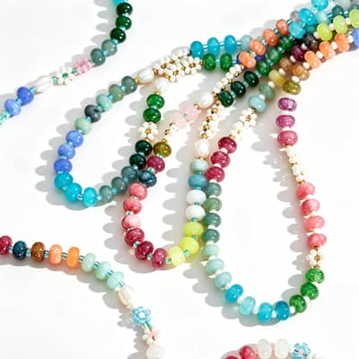 Colored Natural Stone Freshwater Pearl Beaded Necklace, Waterproof Stainless Steel detail 1