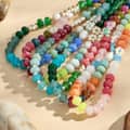 Colored Natural Stone Freshwater Pearl Beaded Necklace, Waterproof Stainless Steel 2
