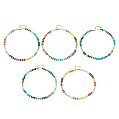 Colored Natural Stone Freshwater Pearl Beaded Necklace, Waterproof Stainless Steel detail 6