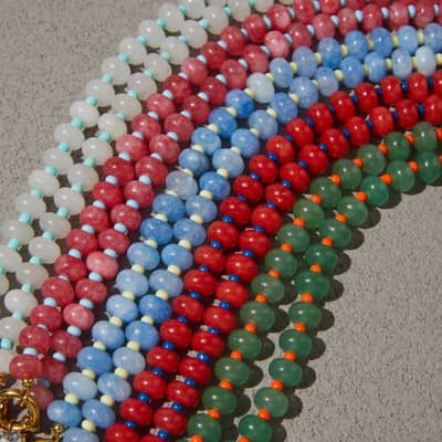 Abacus Beads Natural Stone Beaded Necklace, Waterproof Stainless Steel Spring Clasp Square Pear-Shaped Zircon Pendant detail 2