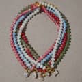 Abacus Beads Natural Stone Beaded Necklace, Waterproof Stainless Steel Spring Clasp Square Pear-Shaped Zircon Pendant 3