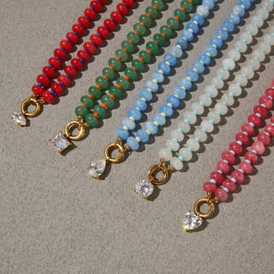 Abacus Beads Natural Stone Beaded Necklace, Waterproof Stainless Steel Spring Clasp Square Pear-Shaped Zircon Pendant detail 4
