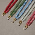 Abacus Beads Natural Stone Beaded Necklace, Waterproof Stainless Steel Spring Clasp Square Pear-Shaped Zircon Pendant 4