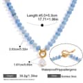 Abacus Beads Natural Stone Beaded Necklace, Waterproof Stainless Steel Spring Clasp Square Pear-Shaped Zircon Pendant 6