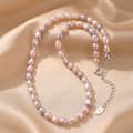 Vintage Pink Baroque Natural Freshwater Pearl Beaded Necklace, 925 Sterling Silver, 7-8mm 1