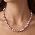 Vintage Pink Baroque Natural Freshwater Pearl Beaded Necklace, 925 Sterling Silver, 7-8mm 2