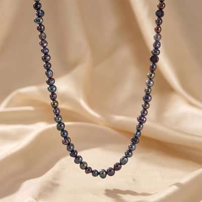 925 Sterling Silver Dark Irregular Natural Freshwater Pearl 4-5mm Beaded Choker detail 2