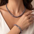 925 Sterling Silver Dark Irregular Natural Freshwater Pearl 4-5mm Beaded Choker 4