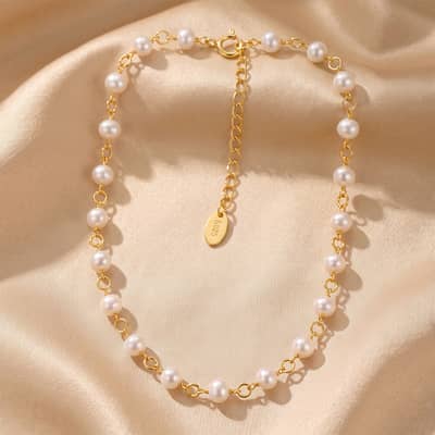 925 Sterling Silver Natural Freshwater Pearl 5-6mm Adjustable Dainty Chain Necklace detail 1