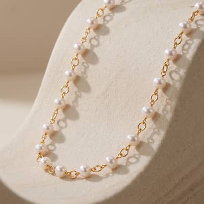 925 Sterling Silver Natural Freshwater Pearl 5-6mm Adjustable Dainty Chain Necklace detail 4