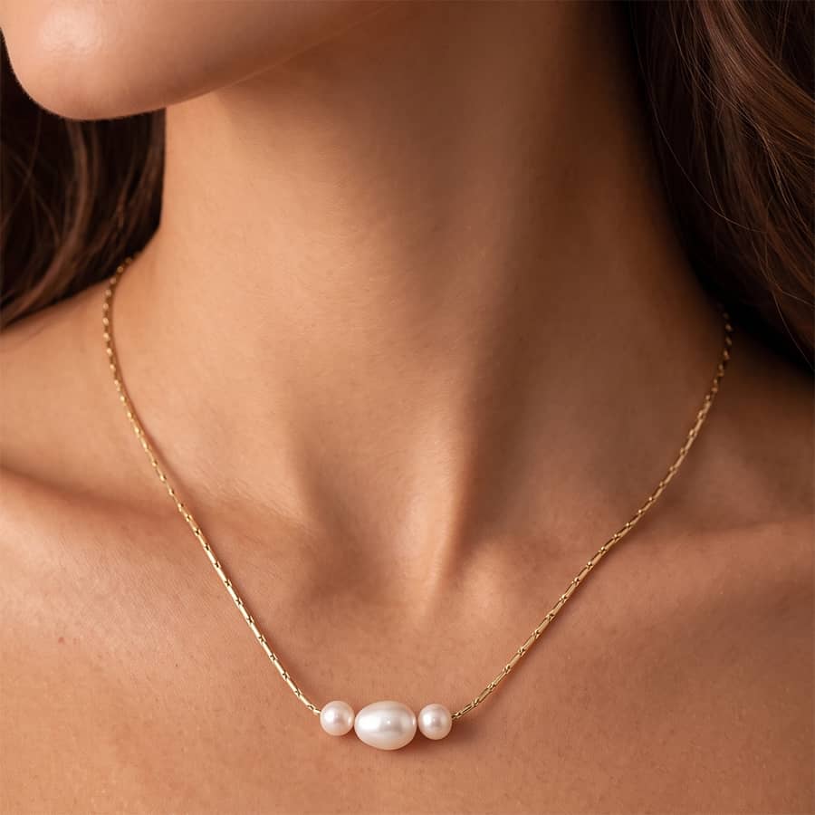 925 Sterling Silver Dainty Thin Chain Natural Freshwater Pearl Adjustable Elegant Necklace - main