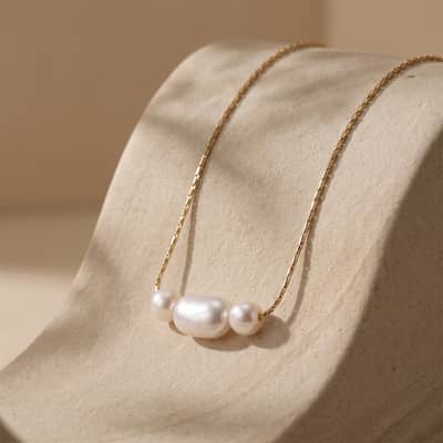 925 Sterling Silver Dainty Thin Chain Natural Freshwater Pearl Adjustable Elegant Necklace detail 2