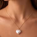 925 Sterling Silver Heart Natural Baroque Freshwater Pearl Pendant Adjustable Dainty Necklace 1