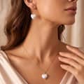 925 Sterling Silver Heart Natural Baroque Freshwater Pearl Pendant Adjustable Dainty Necklace 3