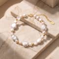 925 Sterling Silver Natural Freshwater Baroque Pearl Beaded Bracelet, 14K Gold Plated 2